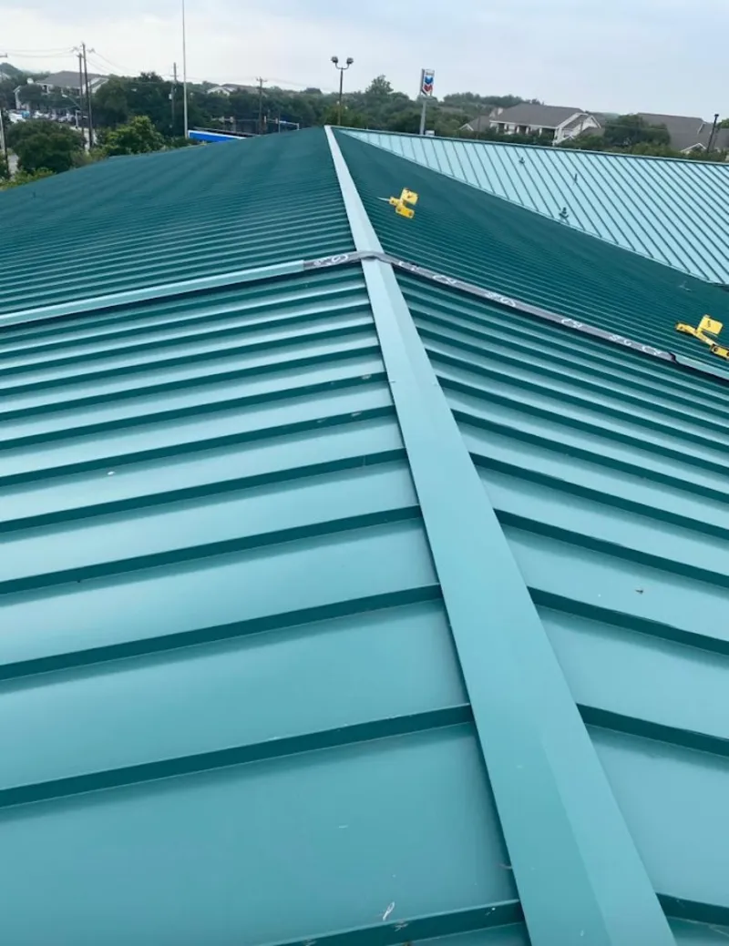Green commercial metal roof ridge and valley for Metal Roof Repair in Defiance